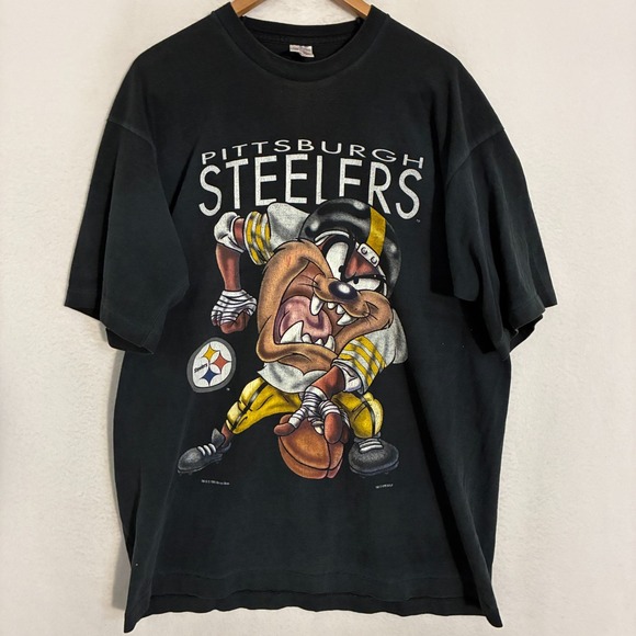 Vtg 90s 1996 Pittsburgh Steelers Looney Toon Taz Shirt XL Single Stitch USA FOTL